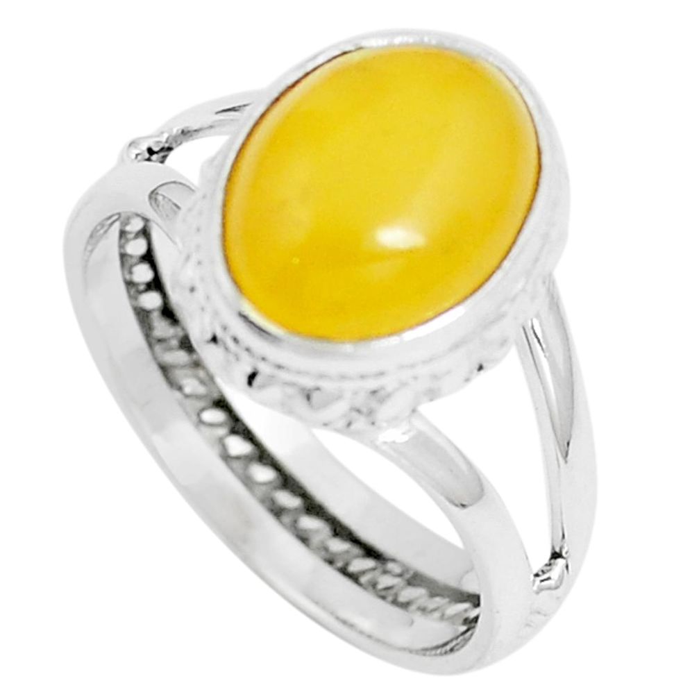 4.69cts natural yellow amber bone 925 sterling silver ring jewelry size 7 m87645