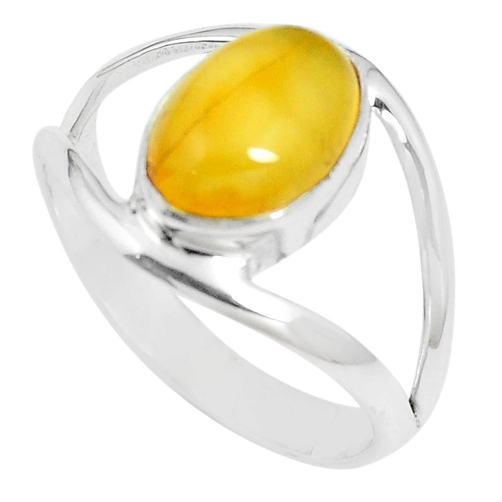 4.49cts natural yellow amber bone 925 sterling silver ring size 10 m87646