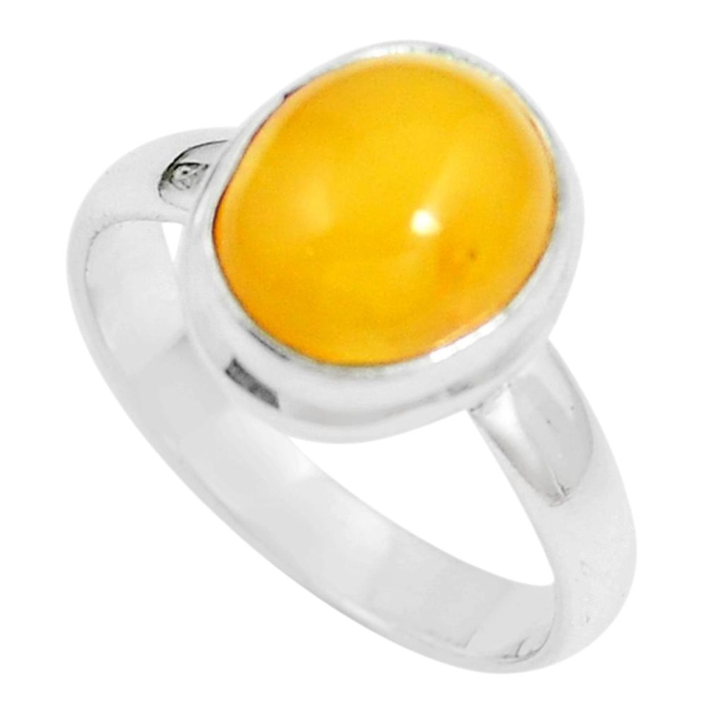 4.66cts natural yellow amber bone 925 sterling silver ring jewelry size 8 m87647
