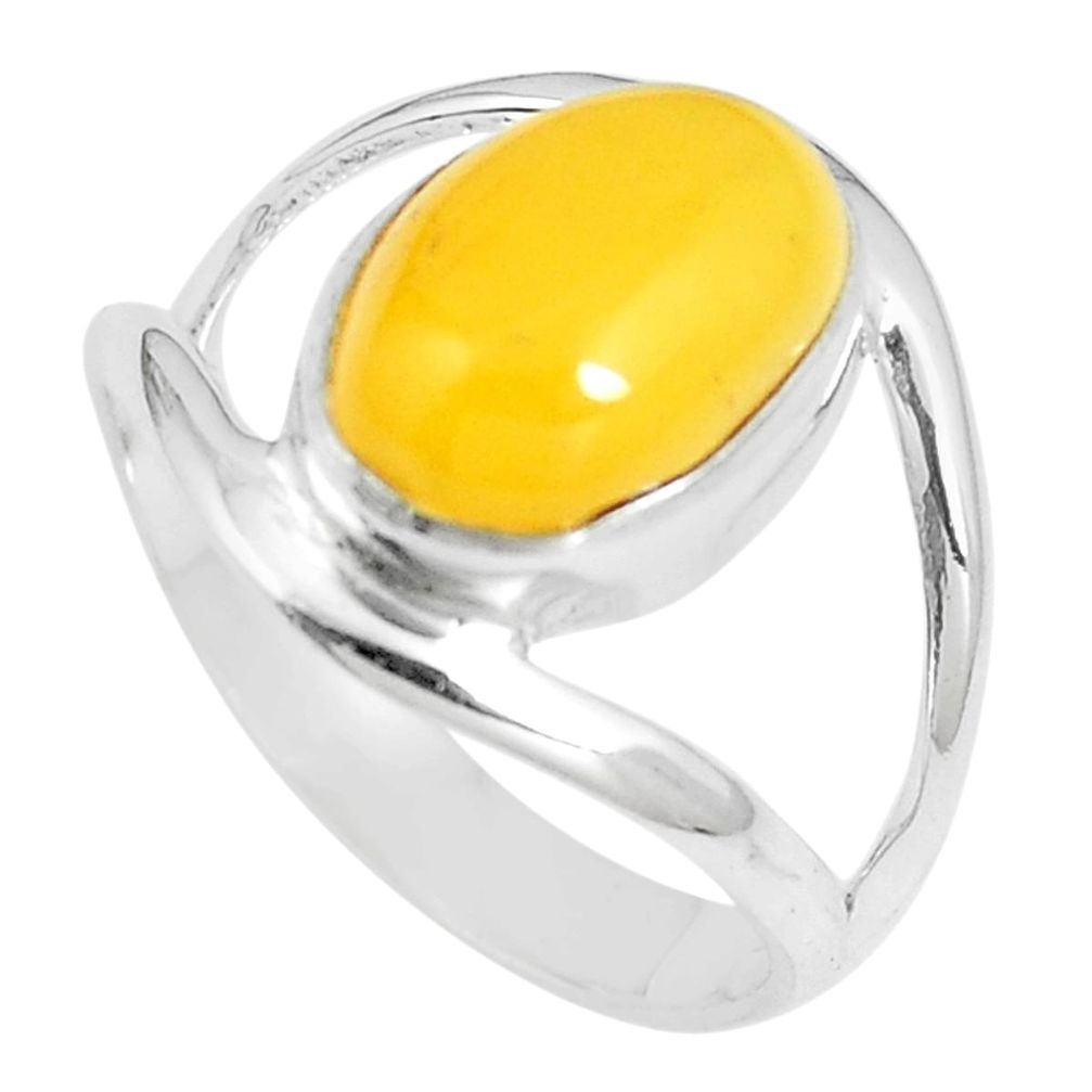 4.93cts natural yellow amber bone 925 sterling silver ring size 8 m87648