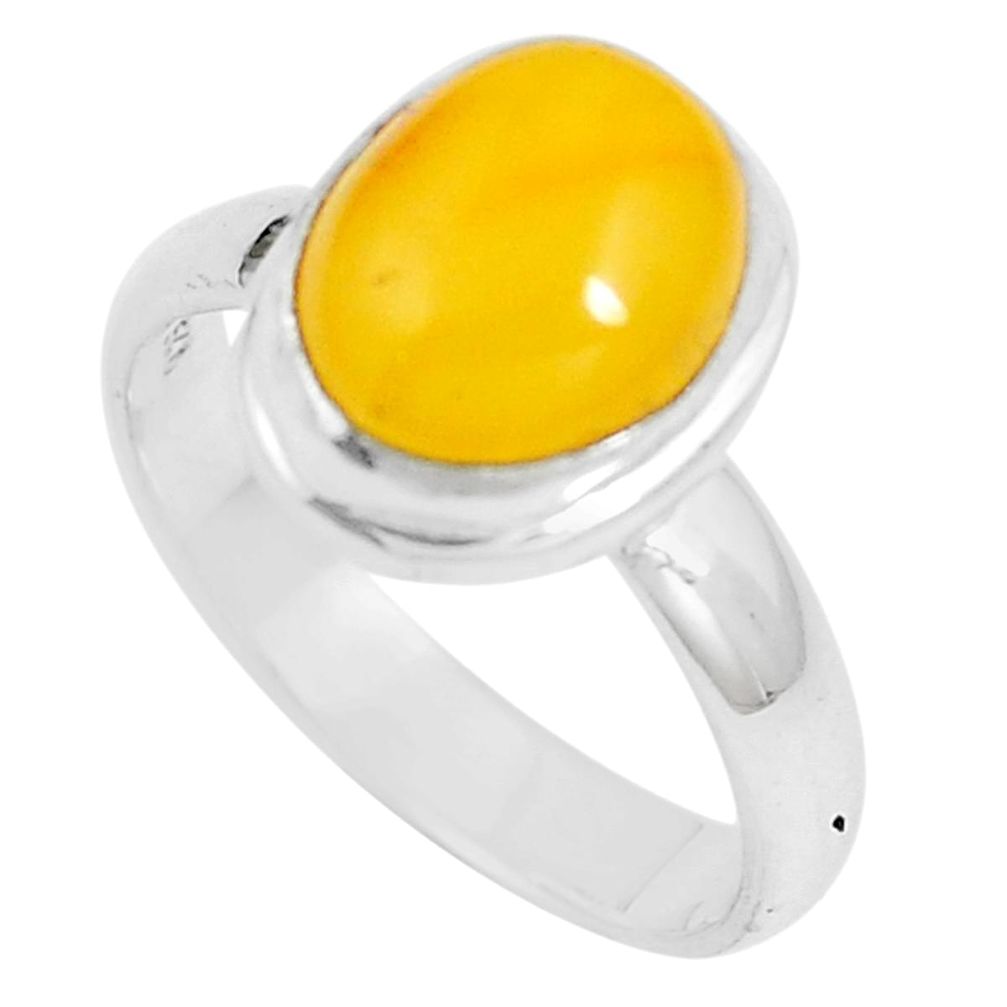 4.42cts natural yellow amber bone 925 sterling silver ring jewelry size 7 m87649