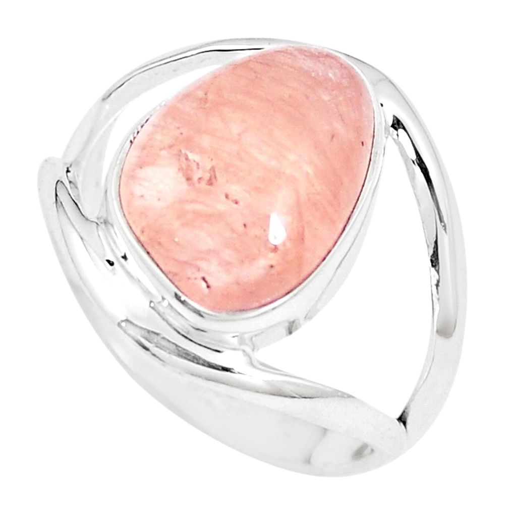925 sterling silver 7.83cts natural pink morganite fancy ring size 9.5 m87659