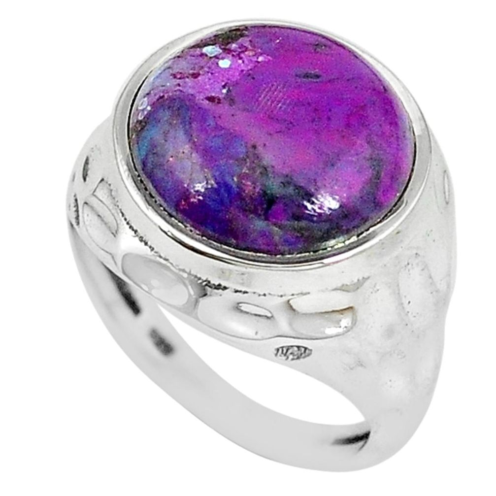 Purple copper turquoise 925 sterling silver solitaire ring size 7 m8769