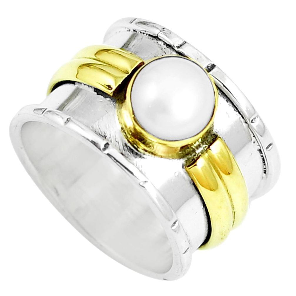 925 silver 2.41cts victorian white pearl two tone solitaire ring size 6 m88057