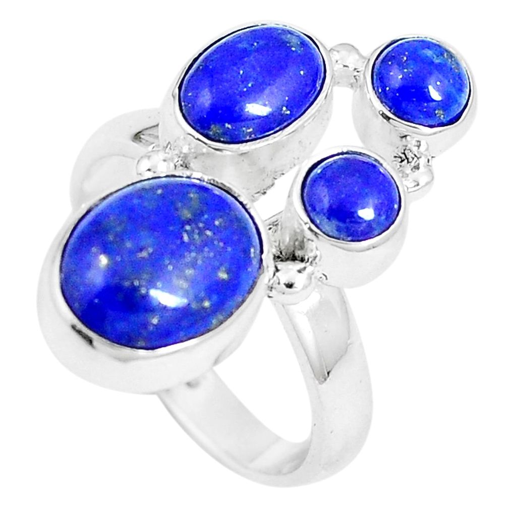 7.32cts natural blue lapis lazuli 925 silver solitaire ring size 8 m88097