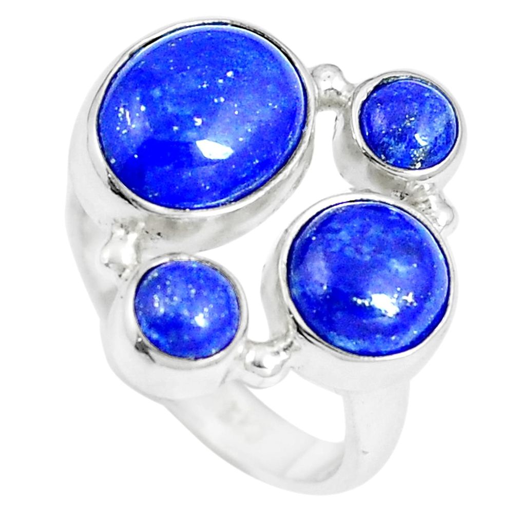 925 silver 8.96cts natural blue lapis lazuli solitaire ring size 7 m88100