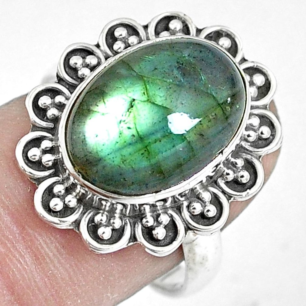 6.02cts natural blue labradorite 925 silver solitaire ring jewelry size 8 m88132