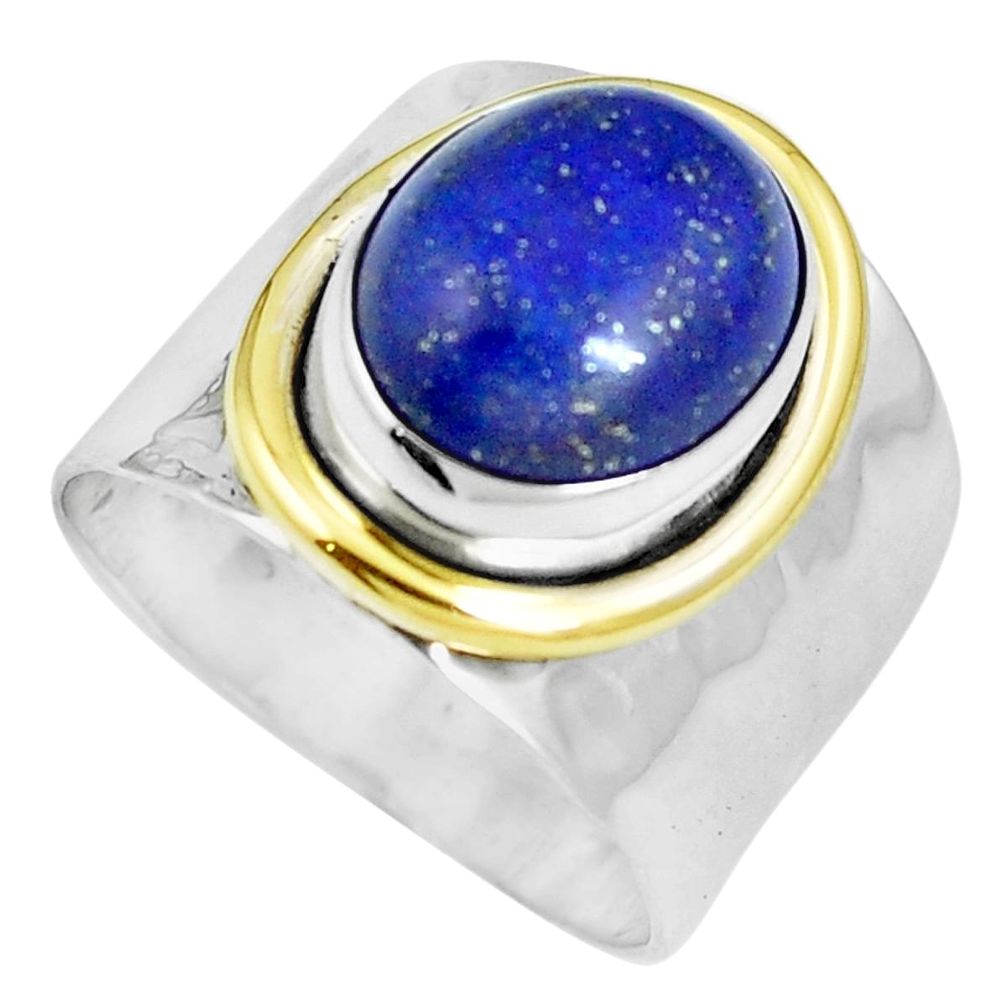 925 silver 5.23cts victorian lapis lazuli two tone solitaire ring size 8 m88168