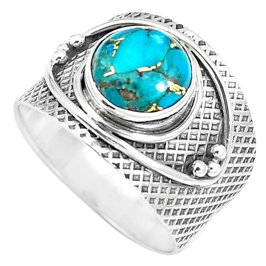 4.71cts blue copper turquoise 925 silver solitaire ring jewelry size 8.5 m88185