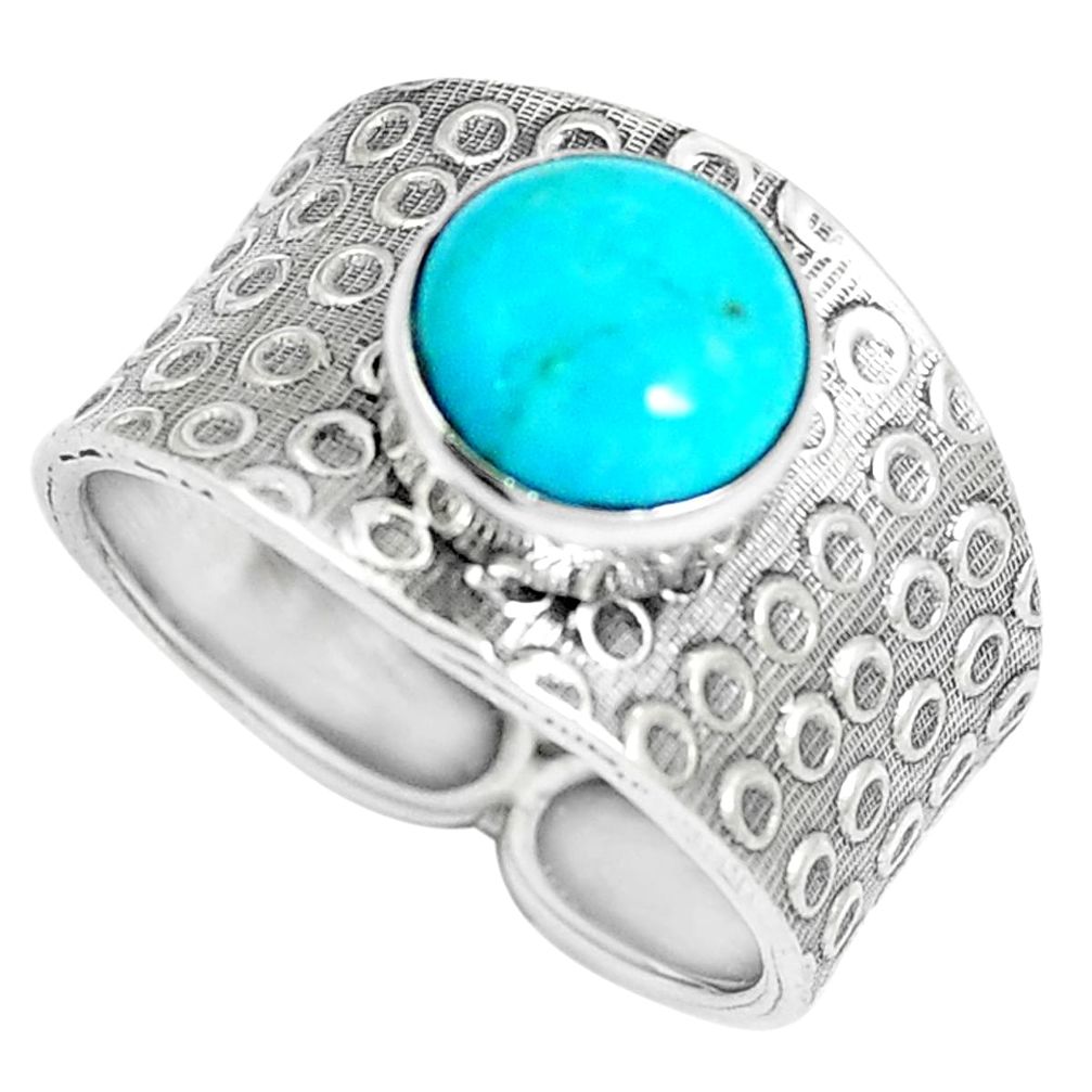 4.93cts blue arizona mohave turquoise 925 silver solitaire ring size 9 m88188