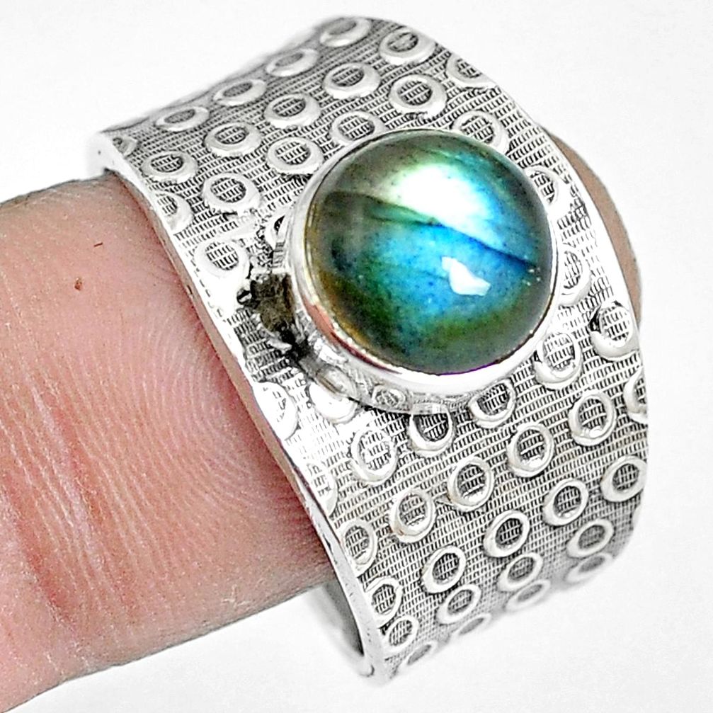 925 silver 4.82cts natural blue labradorite solitaire ring size 10.5 m88191
