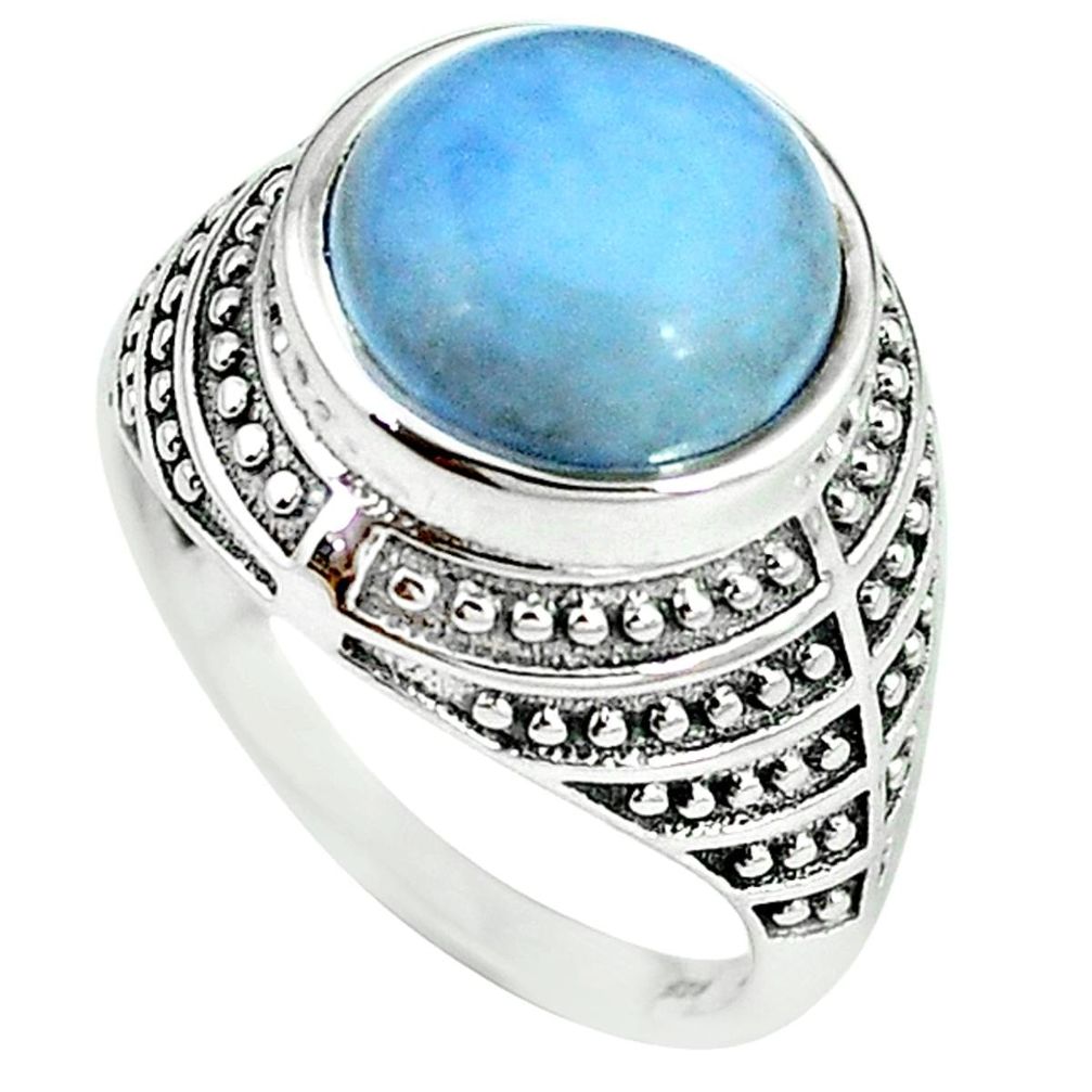 Natural blue owyhee opal 925 sterling silver solitaire ring size 8.5 m8851