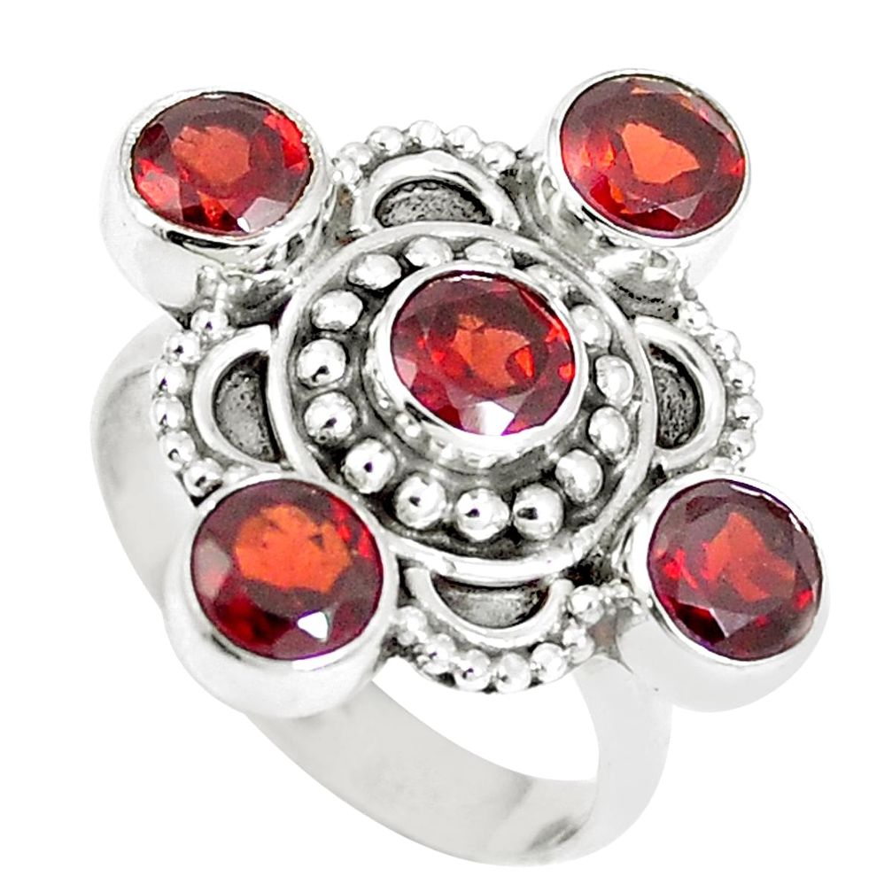 4.52cts natural red garnet 925 sterling silver ring jewelry size 6.5 m88805