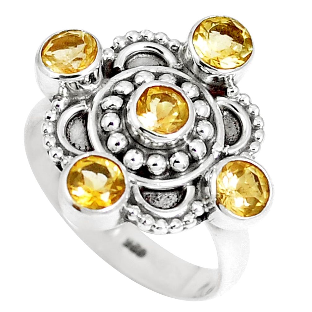 2.98cts natural yellow citrine 925 sterling silver ring jewelry size 6.5 m88810