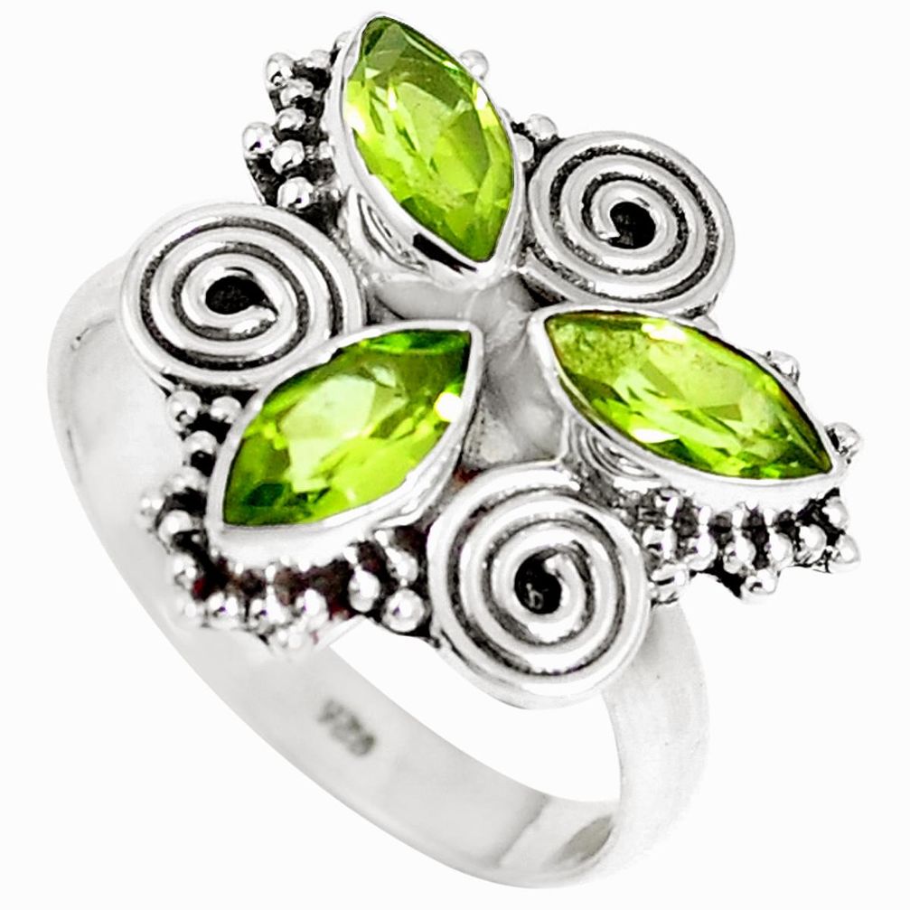4.03cts natural green peridot 925 sterling silver ring jewelry size 8.5 m88813