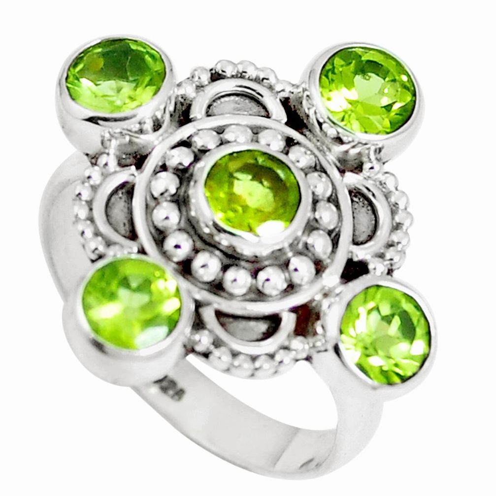 4.52cts natural green peridot 925 sterling silver ring jewelry size 8 m88815