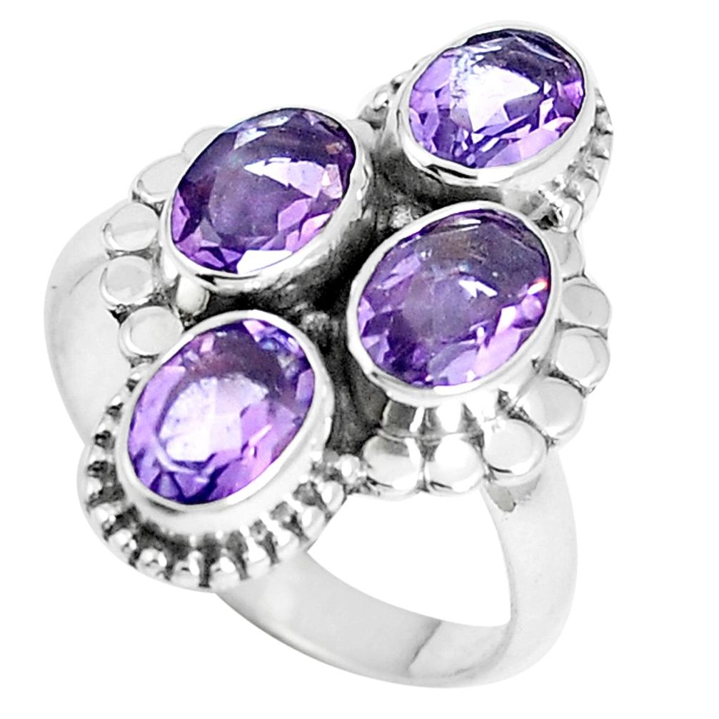 6.63cts natural purple amethyst oval 925 sterling silver ring size 7.5 m88824