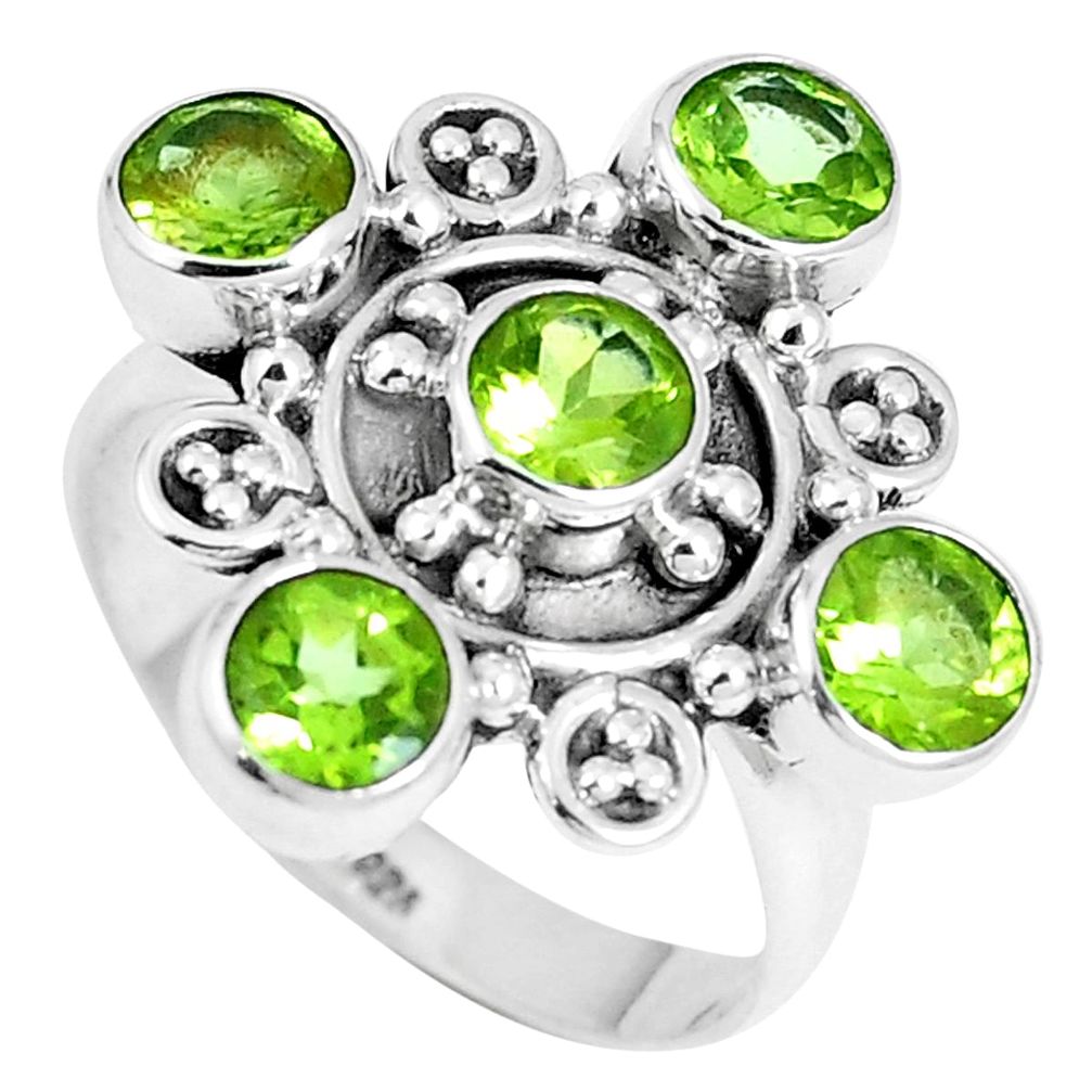 4.52cts natural green peridot 925 sterling silver ring jewelry size 8 m88828