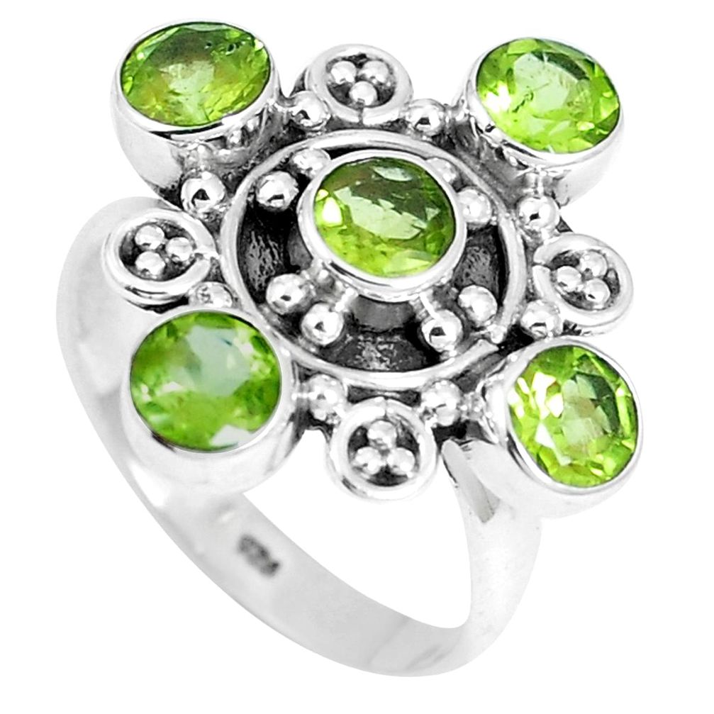 4.52cts natural green peridot 925 sterling silver ring jewelry size 8 m88830