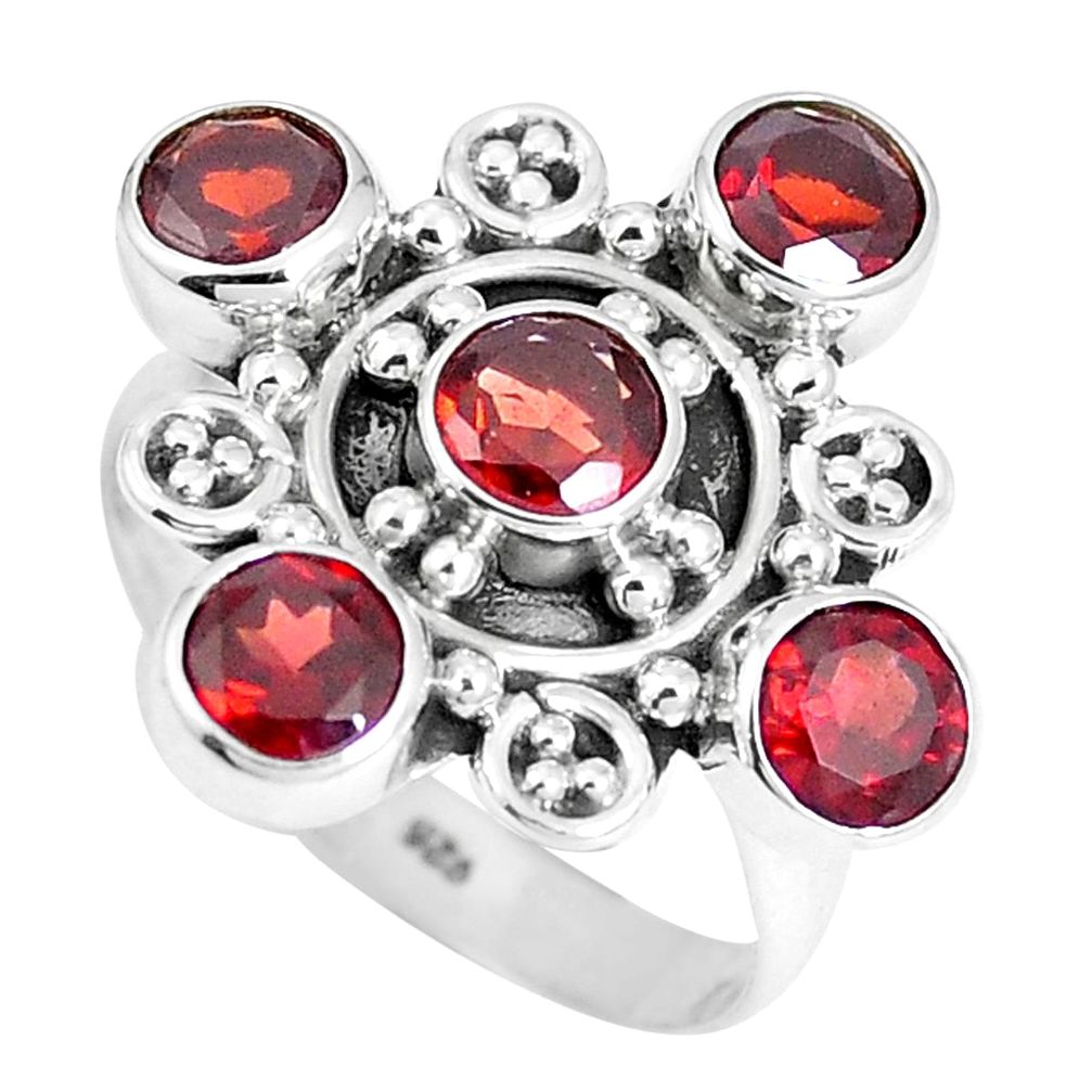 4.63cts natural red garnet round 925 sterling silver ring jewelry size 7 m88832