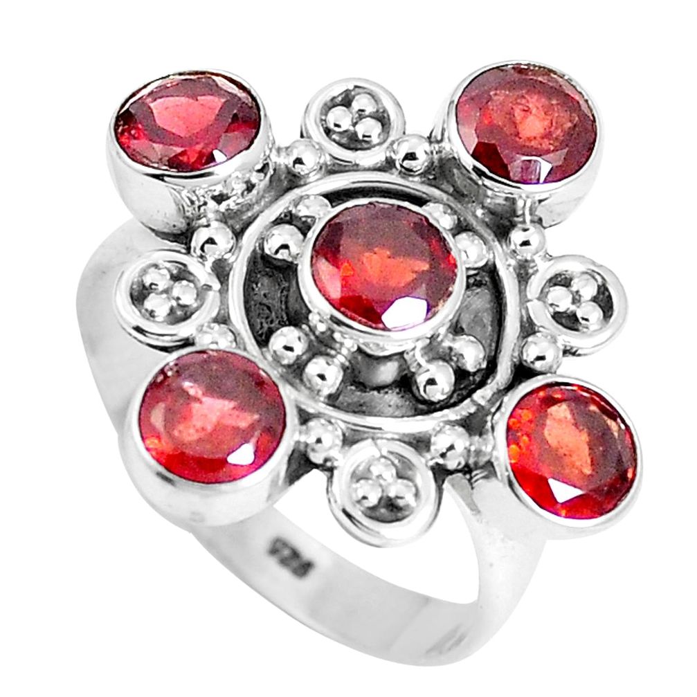 4.73cts natural red garnet round 925 sterling silver ring jewelry size 8 m88833