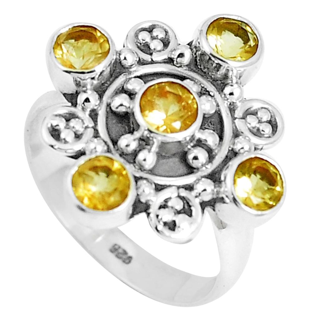 2.97cts natural yellow citrine 925 sterling silver ring jewelry size 7 m88839