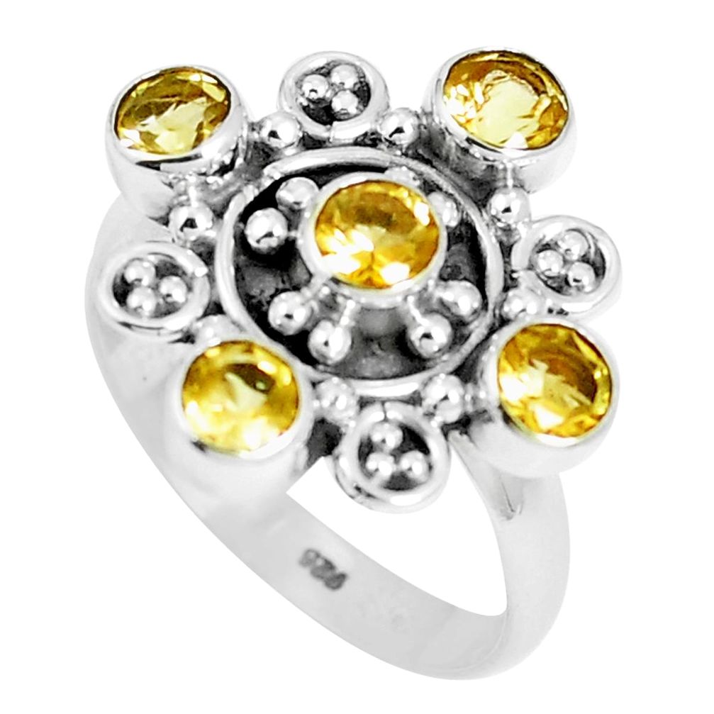 925 sterling silver 2.95cts natural yellow citrine round ring size 7.5 m88840