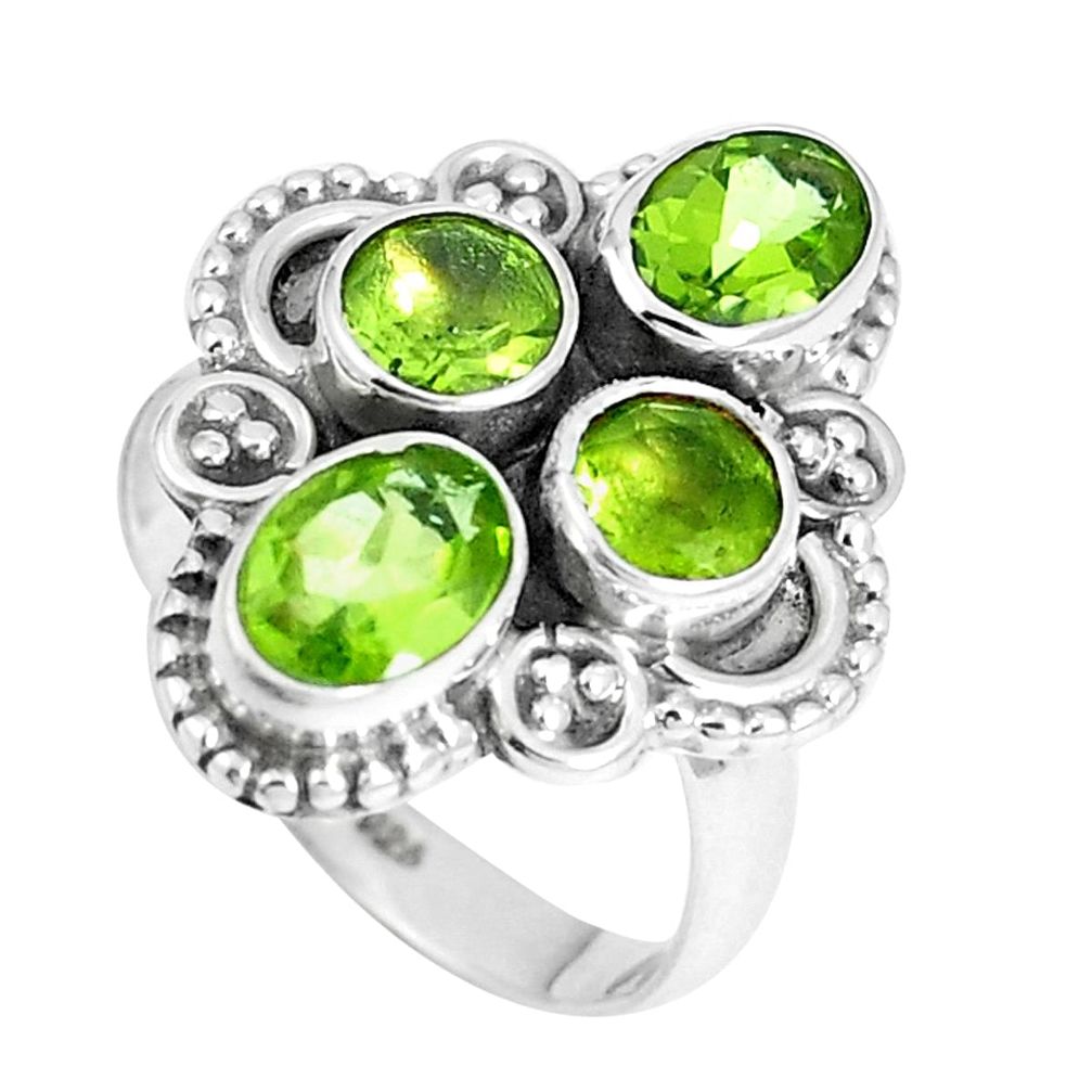 5.16cts natural green peridot 925 sterling silver ring jewelry size 6 m88842