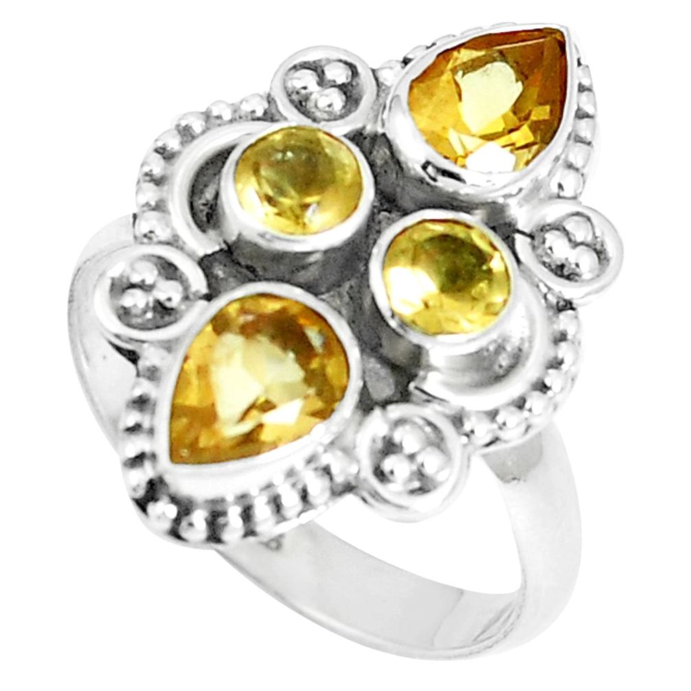 4.42cts natural yellow citrine 925 sterling silver ring jewelry size 7 m88846