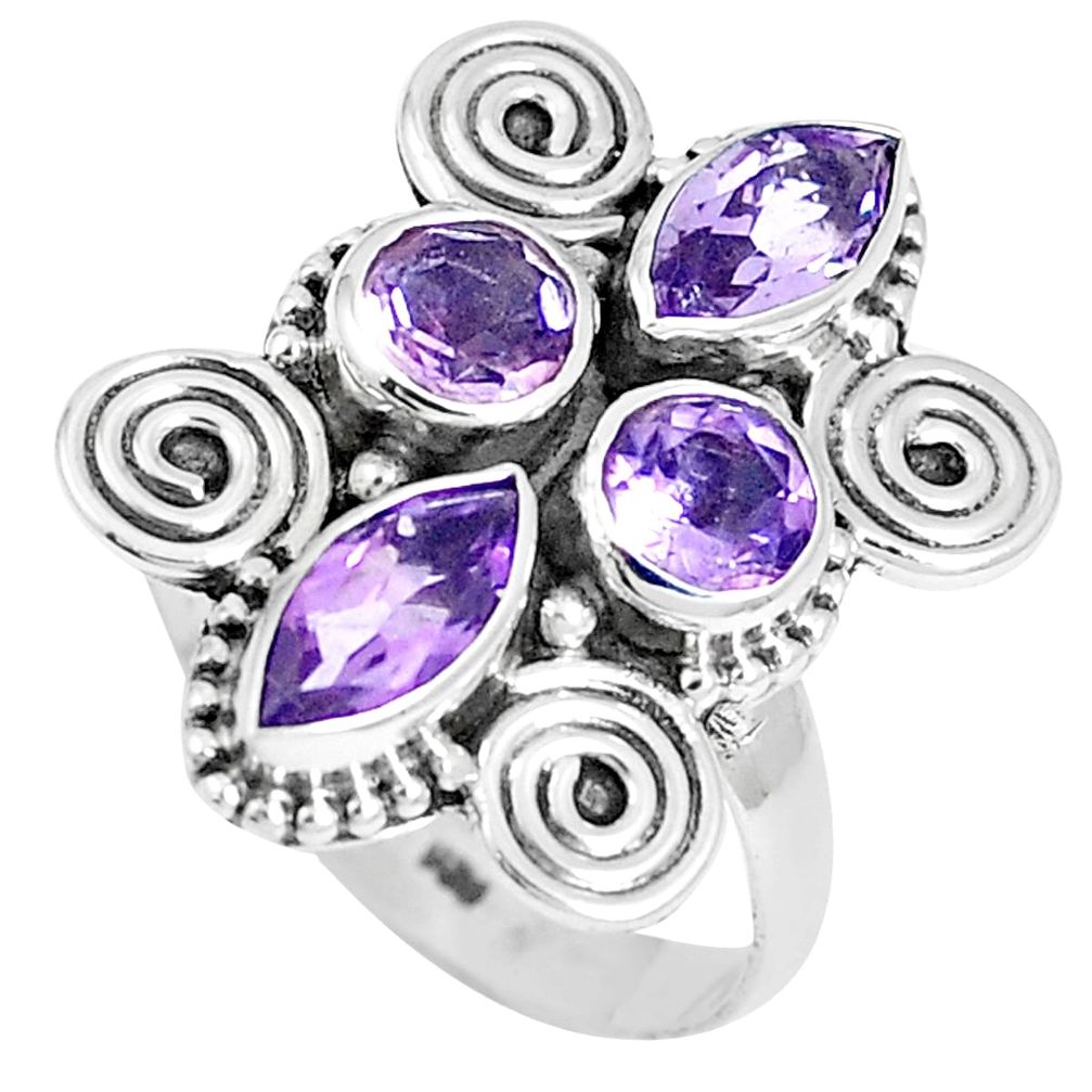 925 sterling silver 4.52cts natural purple amethyst marquise ring size 7 m88851
