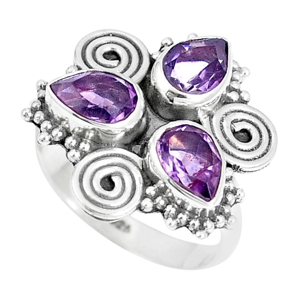 4.93cts natural purple amethyst 925 sterling silver ring jewelry size 6.5 m88852