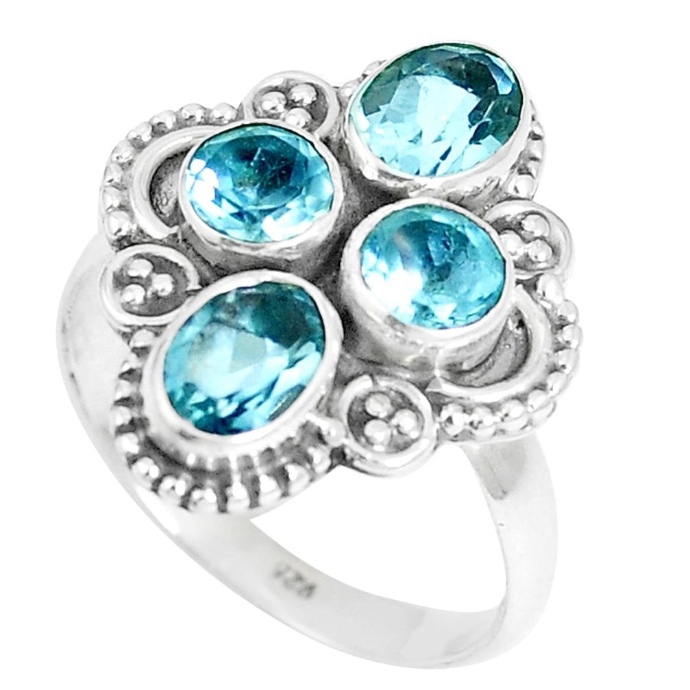 5.11cts natural blue topaz 925 sterling silver ring jewelry size 8.5 m88859