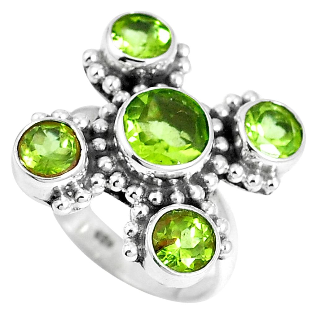5.75cts natural green peridot 925 sterling silver ring jewelry size 6 m88861
