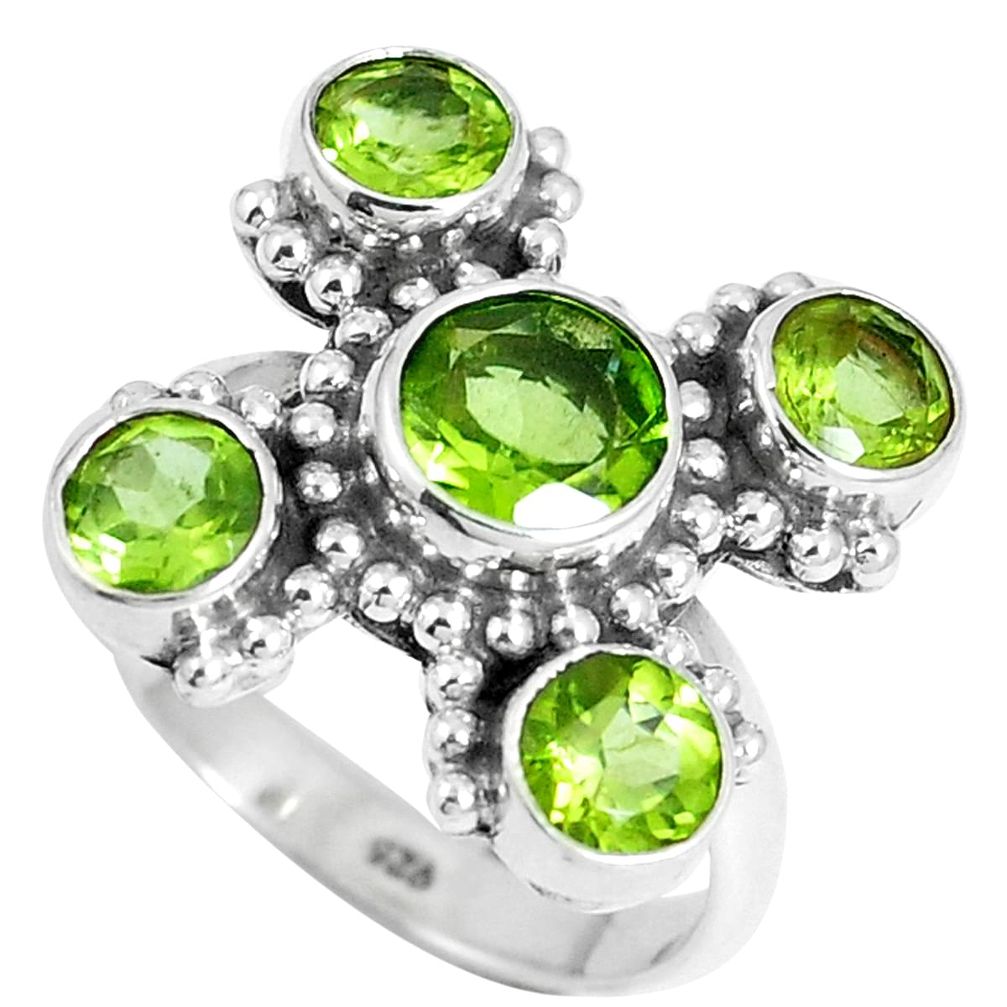 6.03cts natural green peridot 925 sterling silver ring jewelry size 8 m88863