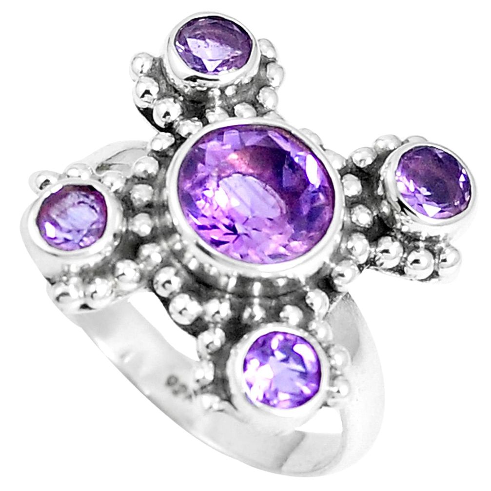 5.11cts natural purple amethyst 925 sterling silver ring jewelry size 7.5 m88871