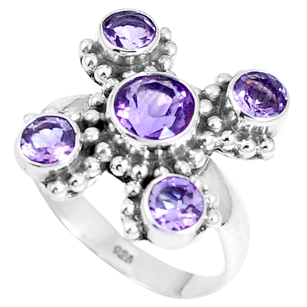 4.37cts natural purple amethyst 925 sterling silver ring jewelry size 8 m88872