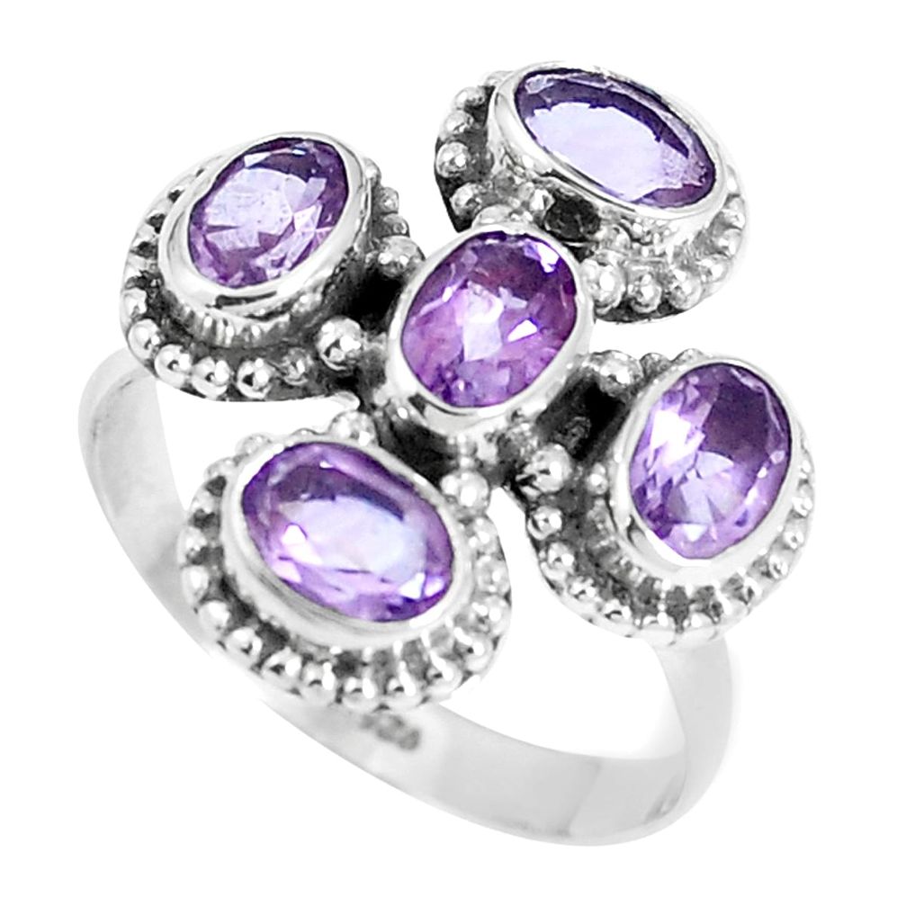 5.38cts natural purple amethyst 925 sterling silver ring jewelry size 8 m88882