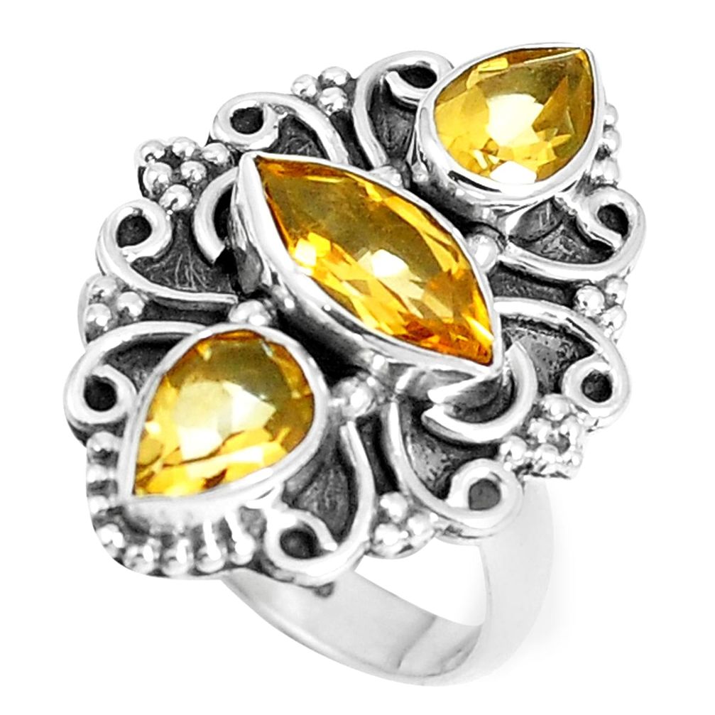 925 sterling silver 5.16cts natural yellow citrine ring jewelry size 6.5 m88887