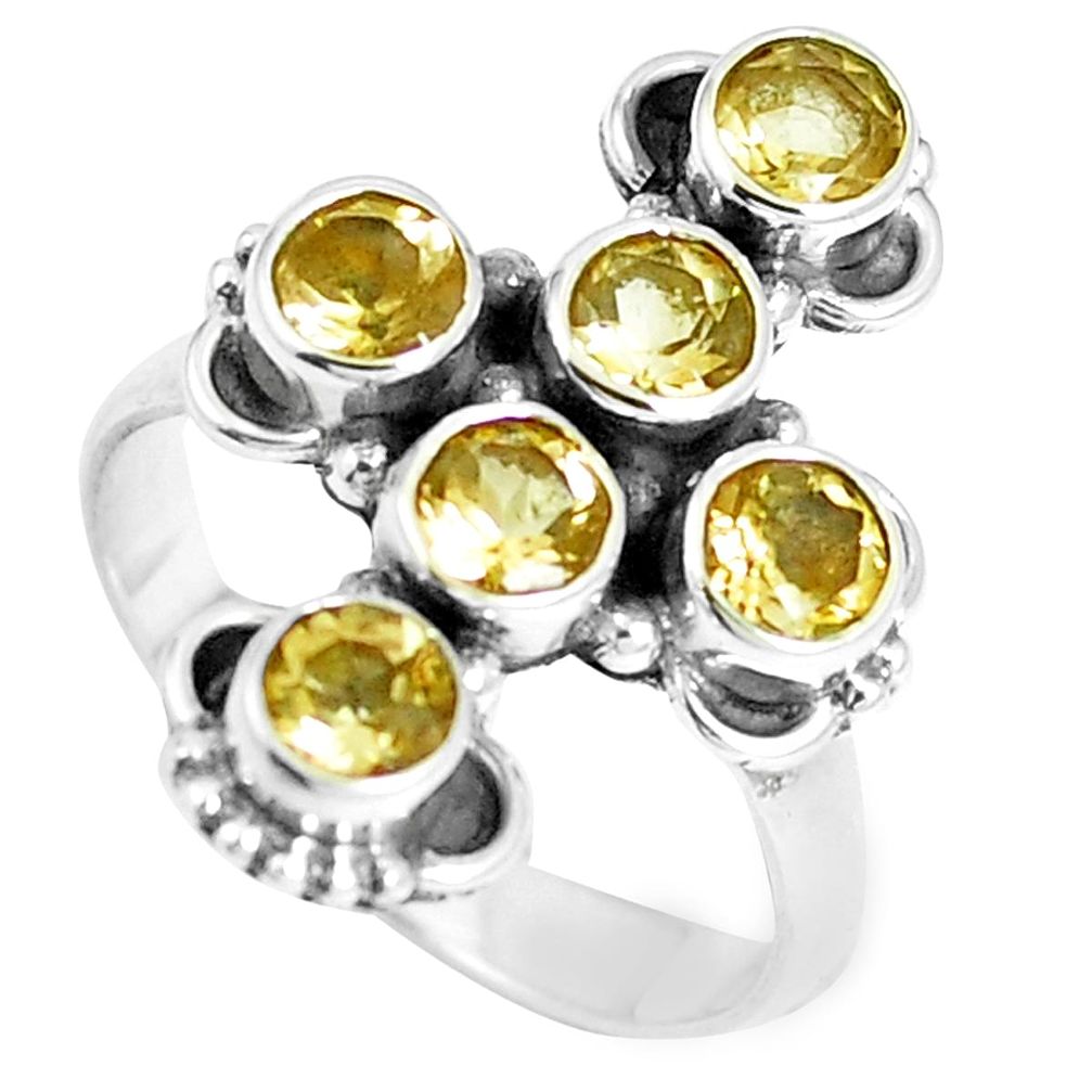 3.62cts natural yellow citrine 925 sterling silver ring jewelry size 6.5 m88891