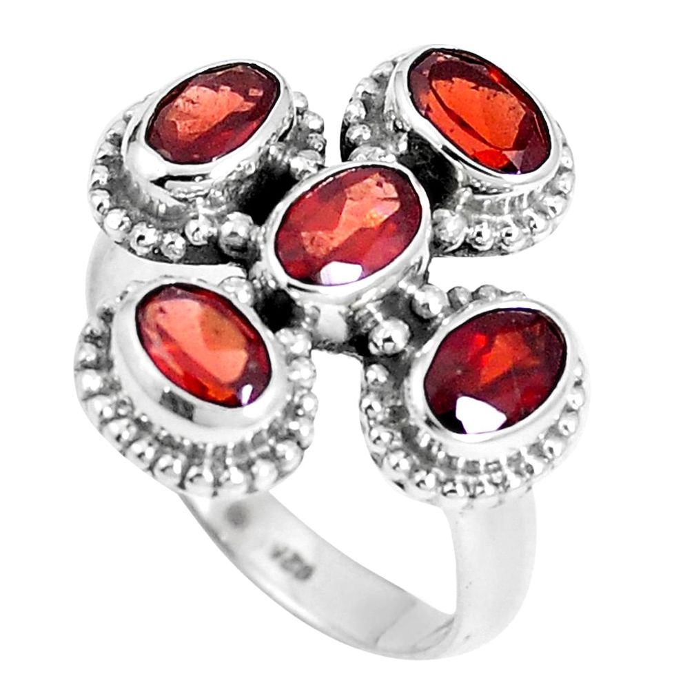 5.56cts natural red garnet 925 sterling silver ring jewelry size 7.5 m88896