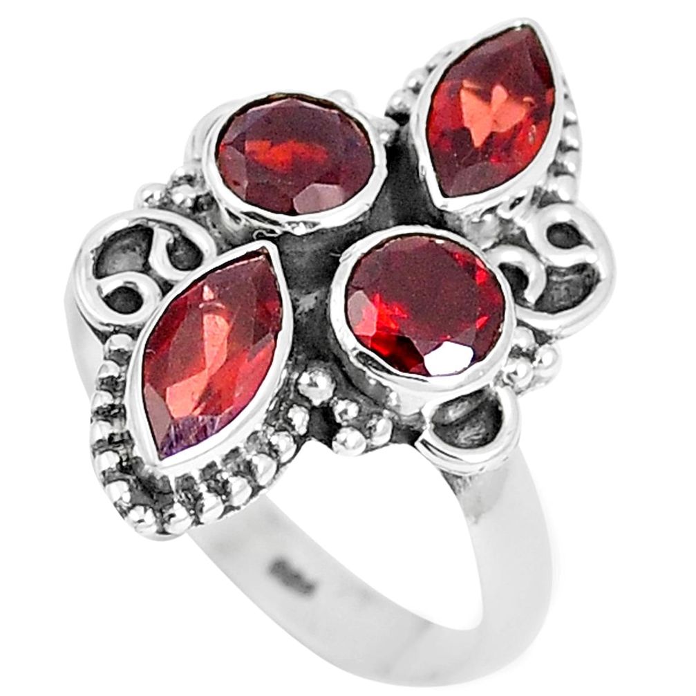 4.70cts natural red garnet 925 sterling silver ring jewelry size 7 m88897