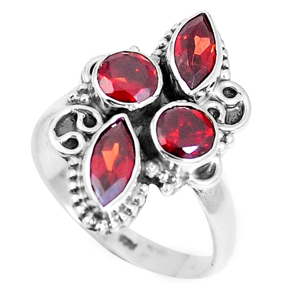 4.70cts natural red garnet 925 sterling silver ring jewelry size 8.5 m88898