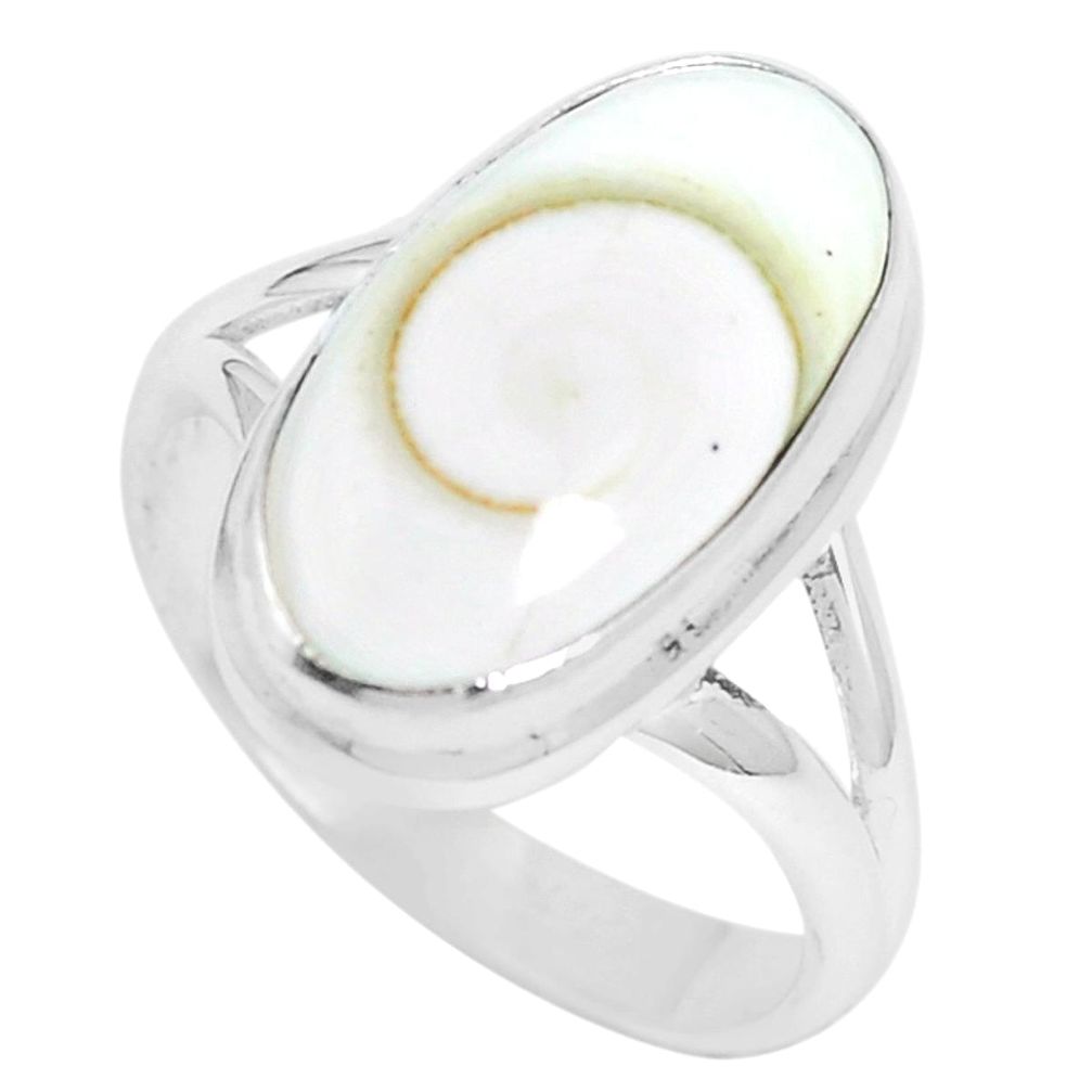 925 silver 6.81cts natural white shiva eye solitaire ring size 7.5 m88995