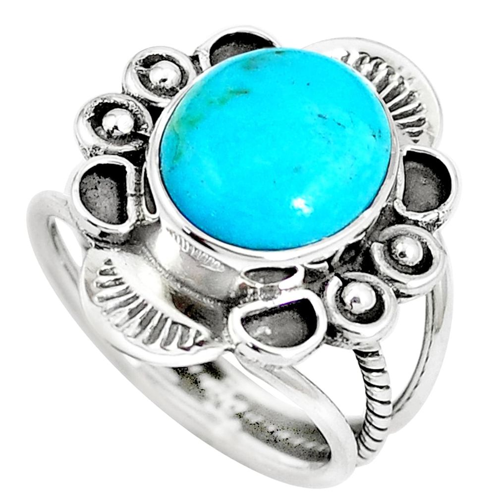 925 silver 5.21cts blue arizona mohave turquoise solitaire ring size 6 m89193