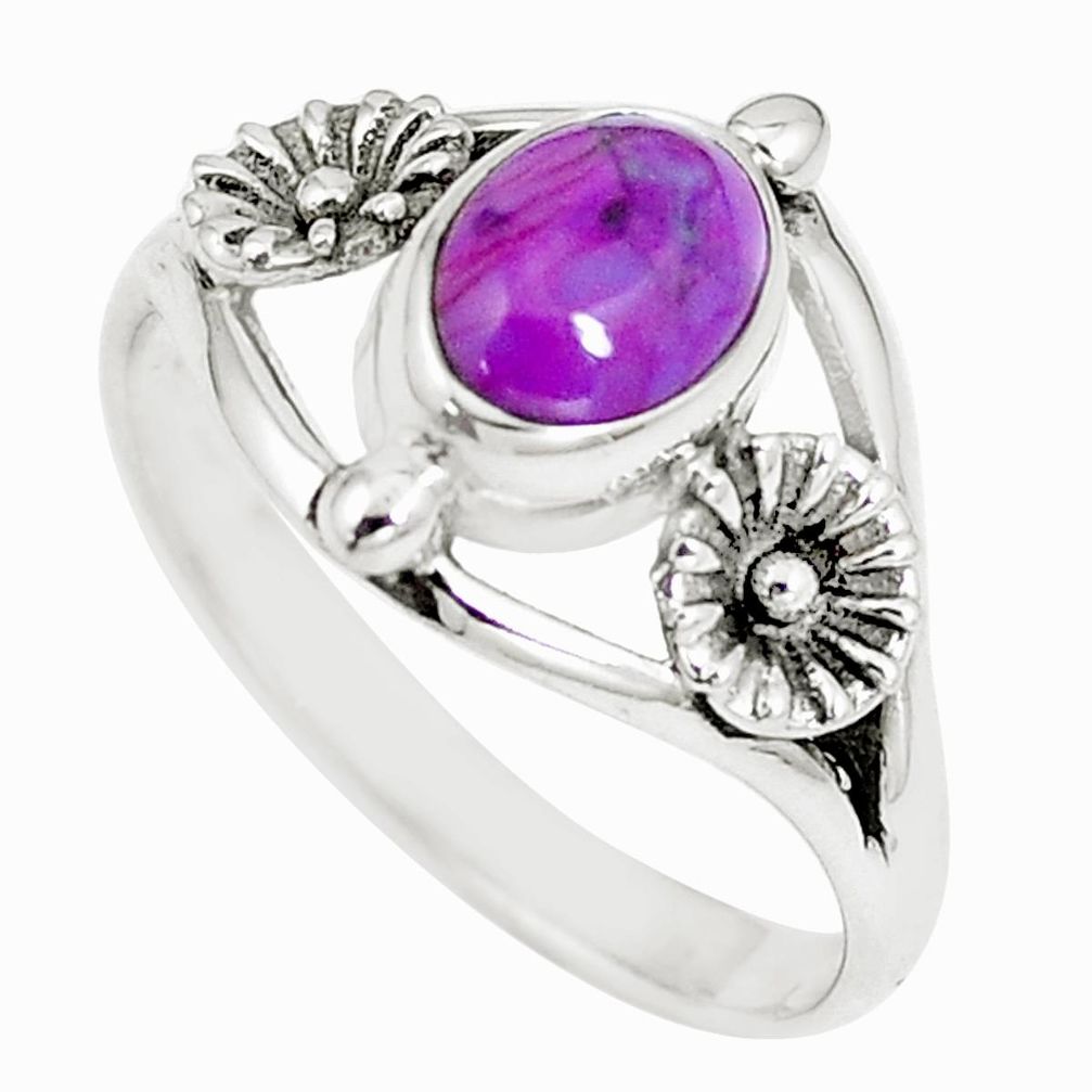 2.19cts purple copper turquoise 925 silver flower ring jewelry size 9 m89225