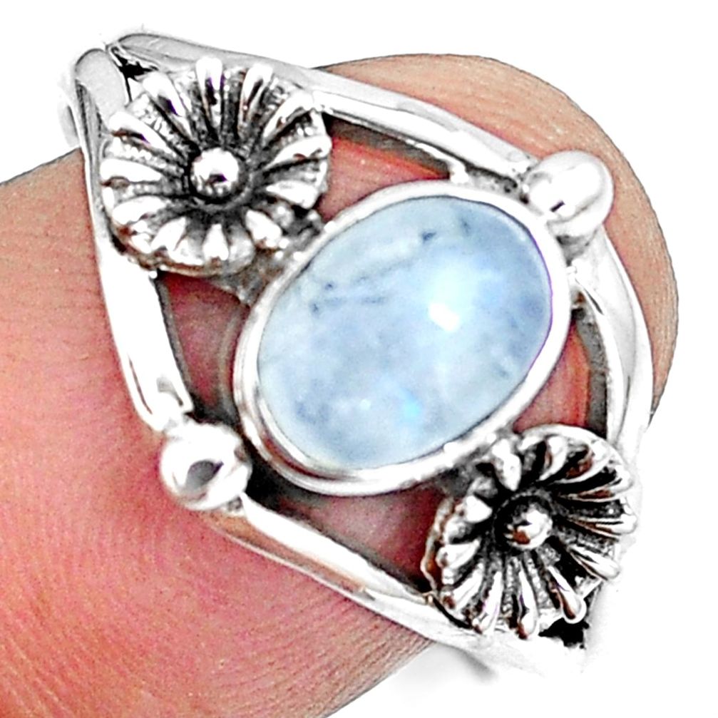 2.21cts natural rainbow moonstone 925 sterling silver flower ring size 9 m89239