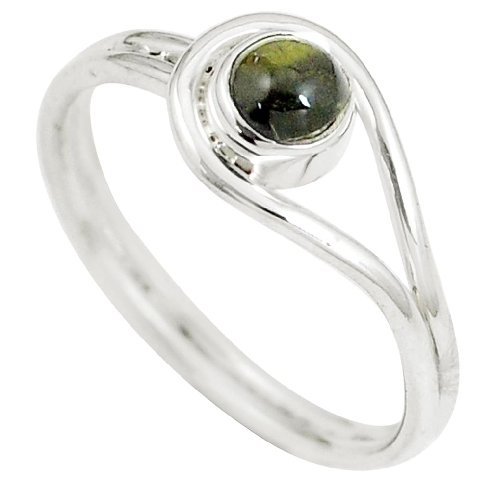 0.87cts natural green tourmaline 925 silver solitaire ring size 9.5 m89241