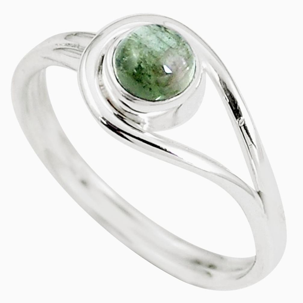 0.79cts natural green tourmaline 925 silver solitaire ring jewelry size 8 m89242