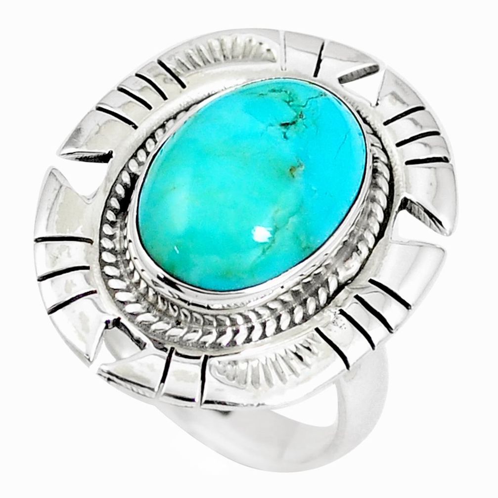 6.98cts green arizona mohave turquoise 925 silver solitaire ring size 6.5 m89299