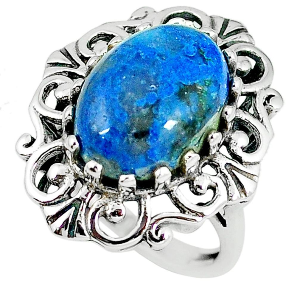 925 sterling silver natural blue shattuckite solitaire ring jewelry size 6 m8940